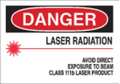 Brady Danger Laser Sign, 7 in H, 10 in W, Aluminum, Rectangle, 42835 42835