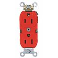 Leviton Receptacle, 15 A Amps, 125VAC, Duplex Outlet, 5-15R, Red 5262-IGR