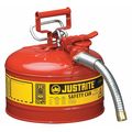 Justrite 2 1/2 gal Red Steel Type II Safety Can Flammables 7225130
