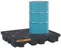 Justrite Drum Spill Containment Pallet, 67 gal Spill Capacity, 2 Drum, 2500 lb, Recycled Polyethylene 28672