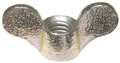 Zoro Select Wing Nut, 1/4"-20, Malleable Iron, Zinc Plated, 0.625 in Ht, 1.12 in Max Wing Span, 10 PK 0-CD-755B87-