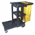 Rubbermaid Commercial Janitor Cleaning Cart with Zip Bag, 24 gal Capacity, 46 in L, 21 3/4 in W, 38 3/8 in H, Black/Yellow FG617388BLA