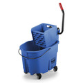 Rubbermaid Commercial 8 3/4 gal WaveBrake Side Press Mop Bucket and Wringer, Blue, Polypropylene FG758888BLUE