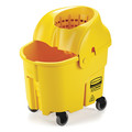 Rubbermaid Commercial 8 3/4 gal WaveBrake Funnel Mop Bucket and Wringer, Yellow, Polypropylene FG759088YEL