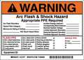 Brady Arc Flash Protection Label, 5 In. H, PK5, 121077 121077