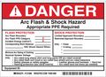 Brady Arc Flash Protection Label, 5 In. H, PK5, 121088 121088