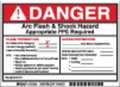 Brady Arc Flash Protection Label, 5 In. H, PK5, 121090 121090