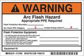 Brady Arc Flash Protection Label, 4"H x 6"W, PK5 121099