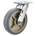 Zoro Select Swivel Plate Cstr, 8 in Dia, 675 lb, Roller P21S-PRP080R-14