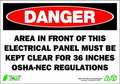 Zing DANGER Sign, Electrical, 7X10", Plastic 1089