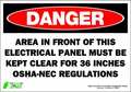 Zing DANGER Sign, Electrical Panel, 7X10", ADH 1089S