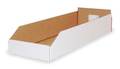 Packaging Of America Corrugated Shelf Bin, White, Cardboard, 23 in L x 8 1/4 in W x 4 3/4 in H 5W224