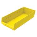Zoro Select 20 lb Shelf Storage Bin, Plastic, 8 3/8 in W, 4 in H, 17 7/8 in L, Yellow 30158YELLOBLANK