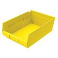 Zoro Select 15 lb Shelf Storage Bin, Plastic, 8 3/8 in W, 4 in H, Yellow, 11 5/8 in L 30150YELLOBLANK