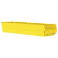 Zoro Select 20 lb Shelf Storage Bin, Plastic, 6 5/8 in W, 4 in H, 23 5/8 in L, Yellow 30164YELLOBLANK