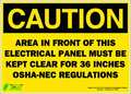 Zing CAUTION Sign, Electrical Panel, 10X14", ADH 2145S