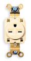 Hubbell Receptacle, 15 A Amps, 250V AC, Flush Mount, Single Outlet, 6-15R, Ivory HBL5661I