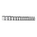 Proto 1/2" Drive Socket Set SAE 15 Pieces 3/8 in to 1 1/4 in , Full Polish J54114