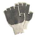 Partners Brand Fingerless PVC Dot Knit Gloves, Large, White/Black, 12 Pairs/Case GLV1023L