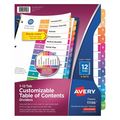 Avery Dennison Table of Contents Index Dividers 12 Tab, PK6 11196