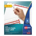 Avery Dennison Print-On Clear Label Dividers, Laser/Inkjet, 8 Tab, Pk5 11437