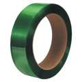 Partners Brand Polyester Strapping, Smooth, 16" x 3" Core, 1/2" x 3250', Green, 2 /Case PS4228G