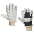 Partners Brand Leather Palm w/ Knit Wrist Gloves, Large, Black/White, 12 Pairs/Case GLV1020L
