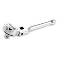 Performance Tool 3/8" Drive 41 Geared Teeth Flex Head Round Head Stubby Flex Ratchet, 3/8" D, 5" L, Nickel Chrome W38114