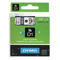 Dymo Label Tape, 0.5", Black On Clear 45010