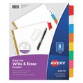 Avery Dennison Write & Erase Index Dividers 8-1/2 x 11", 8 Tab, Multicolor 23079