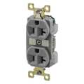 Zoro Select Receptacle, 20 A Amps, 125V AC, Flush Mount, Standard Duplex Outlet, 5-20R, Gray BRY5362GRY