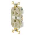 Zoro Select Receptacle, 20 A Amps, 125V AC, Flush Mount, Standard Duplex Outlet, 5-20R, Ivory BRY5362I