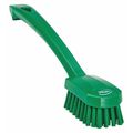 Vikan 1 37/64 in W Scrub Brush, Medium, 7 45/64 in L Handle, 3 in L Brush, Green, Plastic 30882