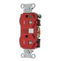 Zoro Select Receptacle, 20 A Amps, 125V AC, Flush Mount, Standard Duplex Outlet, 5-20R, Red 8300HBREDTR