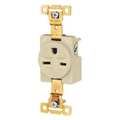 Zoro Select Receptacle, 15 A Amps, 250V AC, Flush Mount, Single Outlet, 6-15R, Ivory 5661I