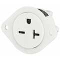 Zoro Select Flanged Receptacle, 20 A Amps, 250V AC, Panel Mount, Single Outlet, 6-20R, White 5479