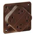Zoro Select Receptacle, 15 A Amps, 125V AC, Flush Mount, Quad Outlet, 5-15R, Brown 1254B