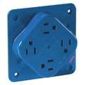 Zoro Select Receptacle, 15 A Amps, 125V AC, Flush Mount, Quad Outlet, 5-15R, Blue 1254SA