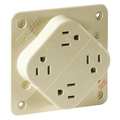 Zoro Select Receptacle, 15 A Amps, 125V AC, Flush Mount, Quad Outlet, 5-15R, Ivory 1254SIA