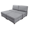 Duobed King Sleeper Sofa with Storage, Grey Performance Fabric IMFKB-AQ