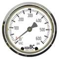 Thuemling Compound Gauge, -30 to 0 to 600 psi, 1/4 in MNPT, Stainless Steel, Black BC-LFP-63-F-WOB