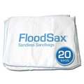 Floodsax Sandless Sandbag, 5 gal. Absorbent, Cotton Hydrophilic, Nylon Edge Stitch, 20 in L, 19 in W, White FS20R