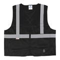 Open Road Safety Vest, Solid, Zipper, Black, L/XL, PK25 U6109BK-L/XL