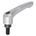 Kipp Adjustable Handle, Modern Design, Sz. 4, 3/8-16X45, Die Cast Zinc Silver Metallic, Comp: Steel K0122.4A43X45