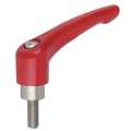 Kipp Adjustable Handle, Size: 2 M10X25, Zinc Red RAL 3003, Comp: Stainless Steel K0123.21027X25