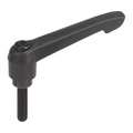 Kipp Adjustable Handle Size: 4, 3/8-16X90, Plastic, Black RAL 7021, Comp: Steel K0269.4A41X90