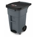 Rubbermaid Commercial 32 gal. Rectangular Trash Can, Gray, 20 1/2 in Dia, Step-On, HDPE 1971950