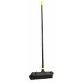 Quickie 18 in Sweep Face Push Broom, Stiff, Synthetic, Black, 60 in L Handle 523ZQK