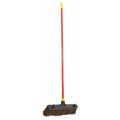 Quickie 18 in Sweep Face Push Broom, Stiff, Natural, Brown, 60 in L Handle 526