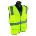 Condor High-Visibility Vest, ANSI Class 2, U-Block, Mesh Polyester, Hook-and-Loop, Lime, Size S/M 53YN33